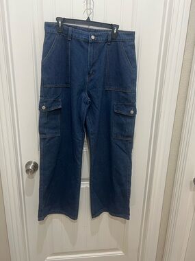 Cider Navy Blue Cargo Denim Pants